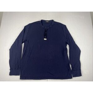 RRL Ralph Lauren Shirt Mens Size XXL Blue Henley Long Sleeve Western Double RL